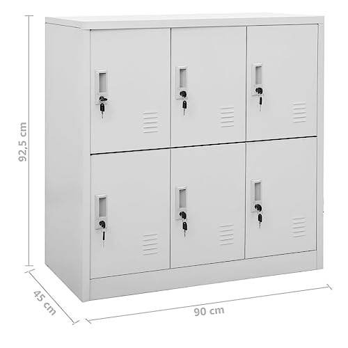 vidaXL 2x Locker Cabinets Home Office School Modern Locker-Style Storage Side Document Cabinet Organiser Cupboard Light Grey Steel