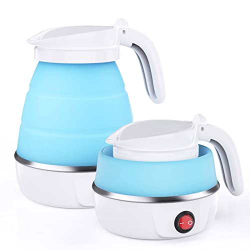 Foldable Electric Kettle, Camping Kettle, Mini Travel Kettle, Silicone Electric Water Boiler, Tea, Coffee Kettle, Collapsible Kettle with Separab