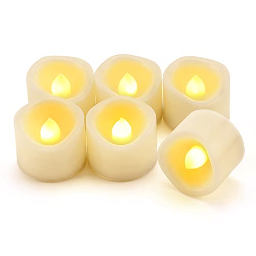 24 PCS 3.8x4.6 CM Warm White Battery Powered Flickering LED Tea Lights, Flameless Votive Electric Fake Candles for Wedding, Festival Celebration,