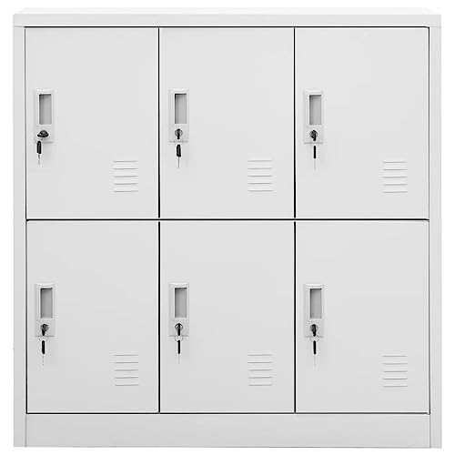vidaXL 2x Locker Cabinets Home Office School Modern Locker-Style Storage Side Document Cabinet Organiser Cupboard Light Grey Steel