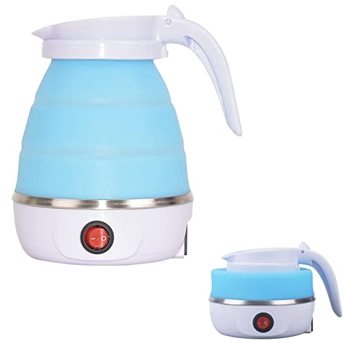 Foldable Electric Kettle, Portable Travel Kettle 0.6L Food Grade Silicone Electric Kettle for Camping Travel and Bedroom