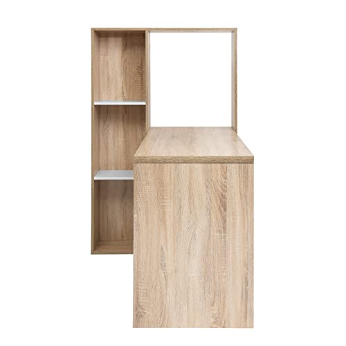 N/A 47 Inch Bookcase Home Office Computer Writing Study Desk With Bookshelf Storage Laptop Desktop Workstation (Color : A)