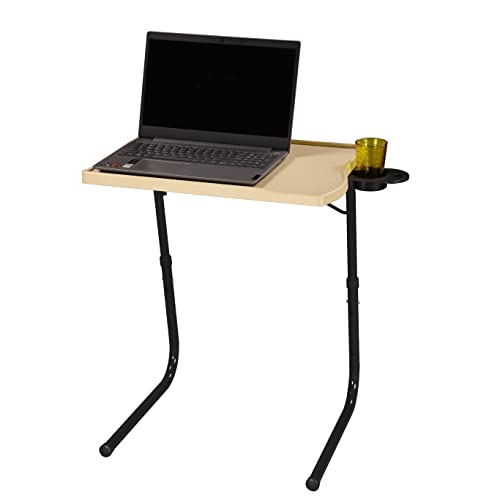 OAK N' OAK TABLE BUDDY smart® BLACK | Adjustable Multi Position Portable Folding Table Mate with Cup Holder for Bed Trey, Work, Watch TV, Dining,