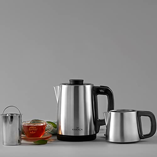 Karaca INOX Black 1650W Tea Maker, Tea Break Cay Makinesi, Turkish Tea Maker Machine, Stainless Steel, Automatic Electric Tea Maker Kettle, Hot T