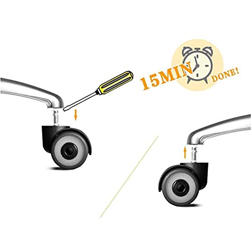 SKOAJAS Plate Casters 2inch Office Chair Caster Replacement TPR Wheels & Safe,Universal Standard Stem 11x22mm,Set of 5,Quadruple Ball Bearing Des