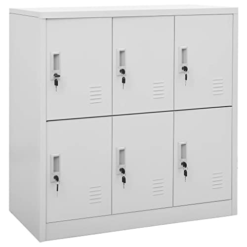vidaXL 2x Locker Cabinets Home Office School Modern Locker-Style Storage Side Document Cabinet Organiser Cupboard Light Grey Steel