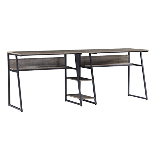 N/A Office Duo Desk Antique Writing Desk Workstation With Open Shelves And Storage Shelves (Color : A)