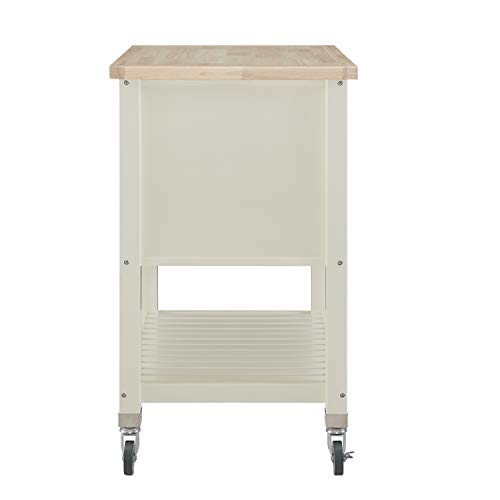 LINON HOME DECOR Products Hudson White Kitchen Cart with Locking Wheels