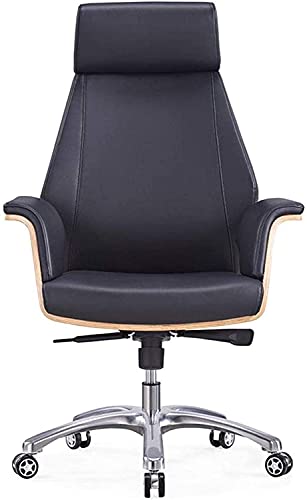 HJW Ergonomic Office Chair Home Leather Office Chair High Back Chair Adjustable Casters Wheeled Chair Armchair,58X58X96-104Cm