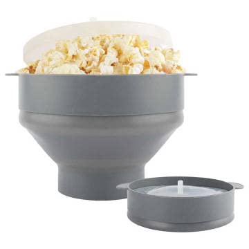 EMEF Microwave Popcorn Popper in an easy to make Popcorn Maker Collapsible Silicon Bowl (Red)