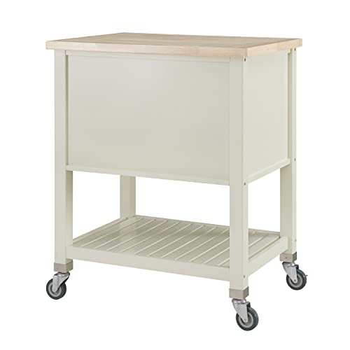 LINON HOME DECOR Products Hudson White Kitchen Cart with Locking Wheels