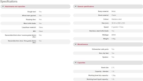 Kenwood Multipro Compact Food Processor, 1.2L Bowl, 1.2L Thermo-resist Glass Blender, Dough Hook, Whisk, Reversible Slicing and Grating Discs, Sp