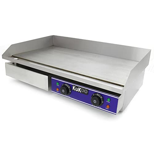 Commercial Griddle Plate 70cm Large 300ºC 4.2 kW Countertop Electric Hotplate Stainless Steel Bacon Fryer Steak Kitchen Business Catering Grill 4