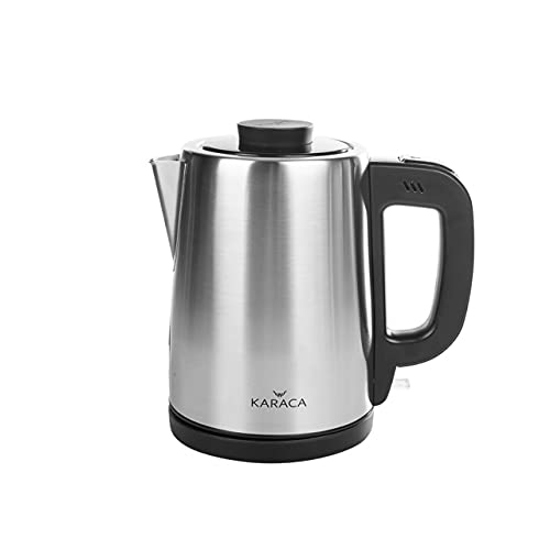 Karaca INOX Black 1650W Tea Maker, Tea Break Cay Makinesi, Turkish Tea Maker Machine, Stainless Steel, Automatic Electric Tea Maker Kettle, Hot T