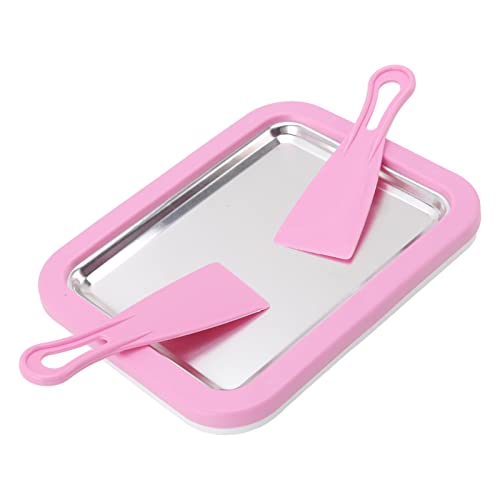 BAOFUYA Ice Cream Roll Maker, Stainless Steel DIY Handcraft Make Easy Ice Cream Rolls with 2 Spatulas for Kids Family Yogurt Sorbet Gelato pink