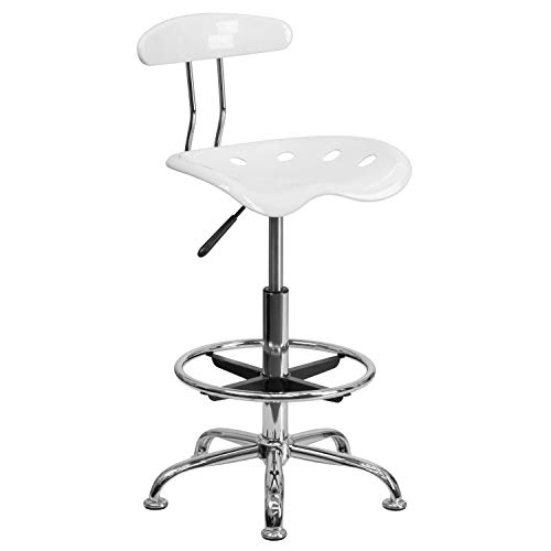 Flash Furniture Drafting Stool, Metal, White, 50.8 x 43.82 x 104.14 cm