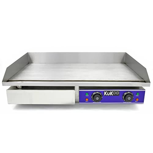 Commercial Griddle Plate 70cm Large 300ºC 4.2 kW Countertop Electric Hotplate Stainless Steel Bacon Fryer Steak Kitchen Business Catering Grill 4