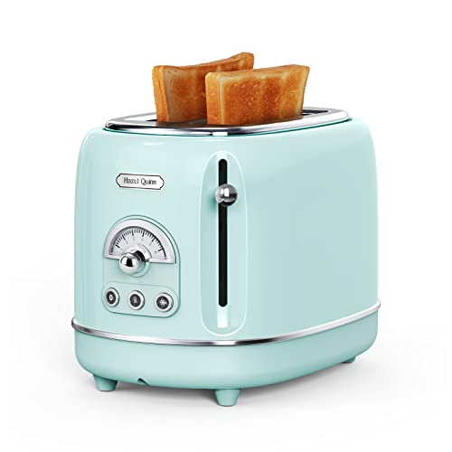 Hazel Quinn 2 Slice Retro Toaster, 6 Browning Levels, 3 Functions-Defrost/Reheat/Cancel, Removable Crumb Tray for Easy to Clean, 1.5 Inches Extra