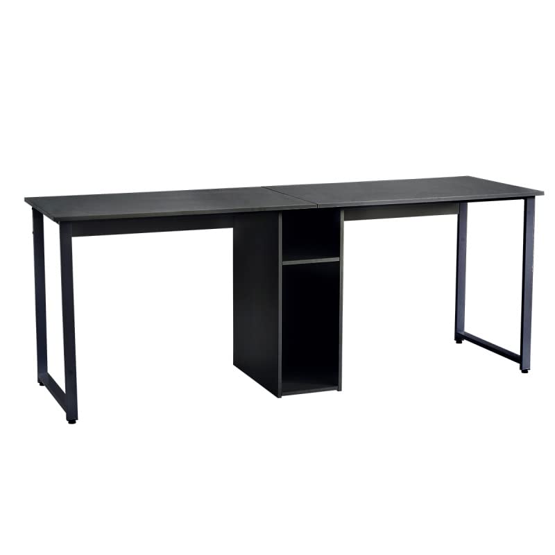 N/A Simple Home Office 2 Person Desk Large Double Desk Writing Desk with Storage Black (Color : A)
