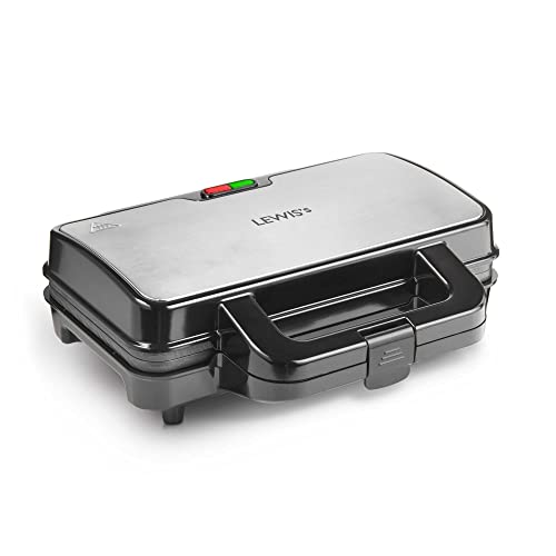 Lewis's Deep Fill Toastie Maker, 2 Slice Sandwich Toaster, Non Stick Plates, Power Indicator Light (900W)