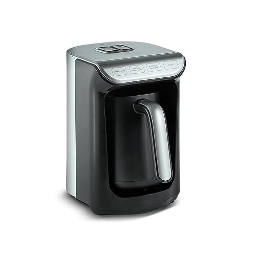 KARACA Hatır Hüp Turkish Coffee Machine, Automatic One-Button Turkish Coffee Brewing Pot, Serve 5 Cups of Turkish Coffee at One-Brew, Black/Anthr
