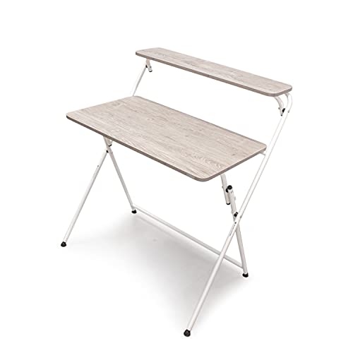 SOFSYS Modern Folding Desk for Small Space, Computer Gaming, Writing, Student and Home Office Organization, Industrial Metal Frame with Premium D