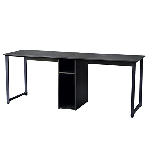 N/A Simple Home Office 2 Person Desk Large Double Desk Writing Desk with Storage Black (Color : A)