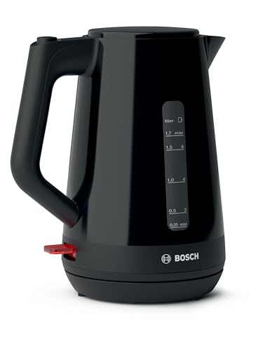 Bosch MyMoments Delight TWK1M123GB Plastic Cordless Kettle, with dual sided water gauge, 1.7 Litres, 3000W - Black