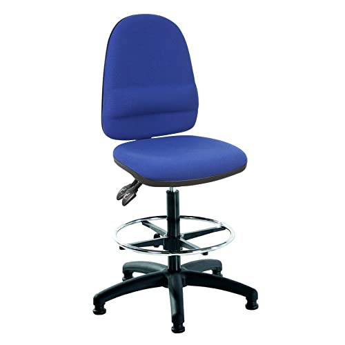LAB SPACE - Mist 2 Draughtsman Chair Upholstered in Black, Charcoal or Blue Fabric - High Office Chair, Lab Chair, Bench Chair, Drafter Chair (Bl