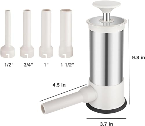 GENCAM Stainless Steel Sausage Filler, Manual Sausage Machine with 4 Sausage Filling Funnels, Sausage Filling Machine for Family Dinners, Restaur