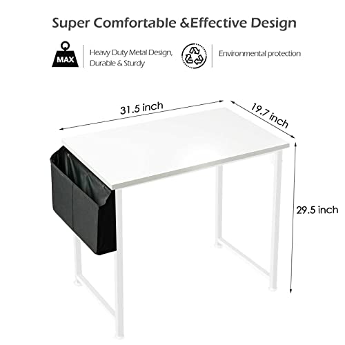 Lufeiya White Computer Desk - Small Student Kids Study Writing Table for Home Office Bedroom Small Spaces 32 Inch Modern Mini Laptop PC Desks,Whi