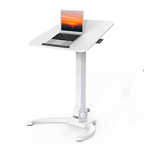 QINAIDI Foldable Mobile Standing Desk, Height Adjustable, 90° Tiltable Rolling Laptop Desk, with Wheels Non-Slip Mat, for Home Office,A