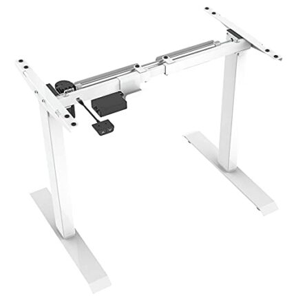 AnthroDesk Standing Desk Adjustable Electric Sit Stand Desk Frame, Home or Office Computer Workstation (White (Up/Down Controller))