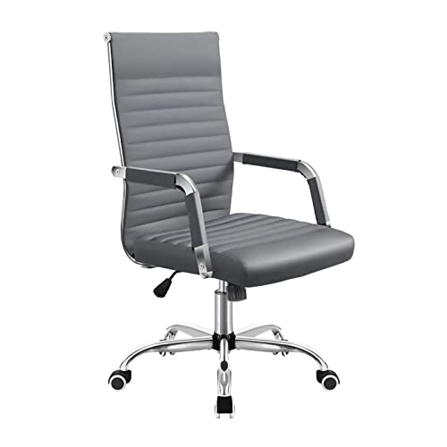 MIAOHY Faux Leather Lift Swivel Office Conference Gaming Desk Chair Executive Conference Task Chair with Arms (Color : D, Size : Light Grey)