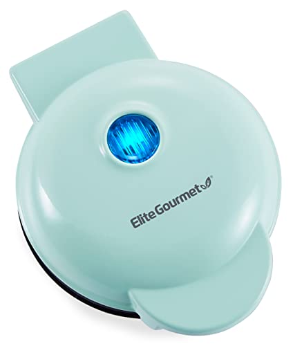 Elite Gourmet EWM015M Electric Nonstick Mini Waffle Maker, Belgian Waffles, Compact Design, Hash Browns, Keto, Snacks, Sandwich, Eggs, Easy to Cl