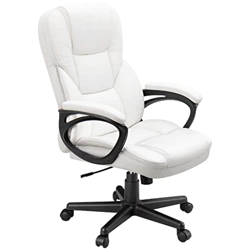 MIAOHY Faux Leather High-Back Executive Office Chair with Lumbar Support, Gaming Chair Meeting Chair Computer Chair