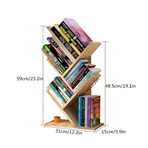 JJZXD 4-Tier Bookcase Tree Bookshelf Book Rack Display Storage Magazine Rack, for Books, Magazines, CDs and Photo, for Living Room, Home Office