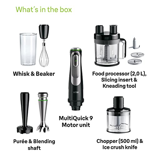 Braun MultiQuick 9 Hand Blender, Mixer, XL Food Processor, Active PowerDrive Technology, Multifunctional Bowl with 0.6L Capacity, 1200W, MQ9187XL