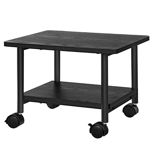 SONGMICS Under Desk Printer Stand and Mobile Machine Cart with Shelf Heavy Duty Storage Rack for Office Home Black UOPS02B