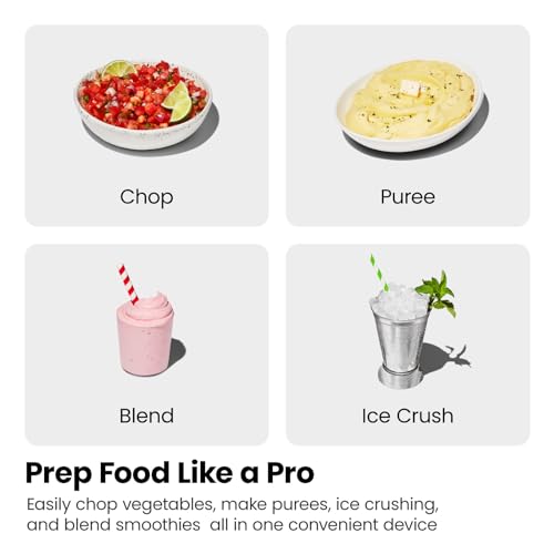 CHEFMAN 2-in-1 Food Processor and Portable Blender with 400W Motor, 2-Tiered Blade System, Ice Crusher - Ideal for Smoothies, Purees, Chopped Veg