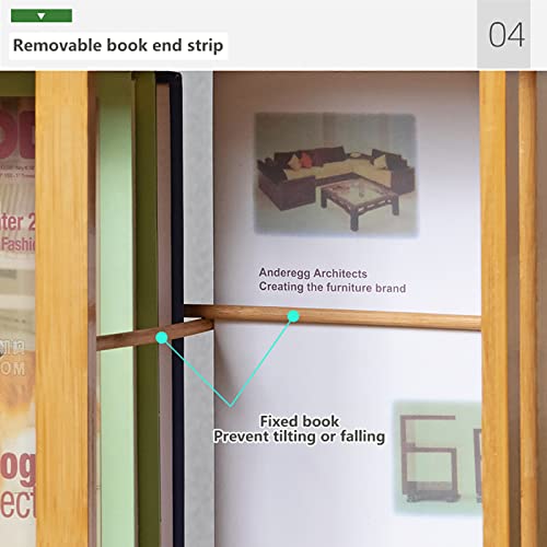 NaoSIn-NiBamboo Rotating Bookcase, 6 Tier Disassembly Bookshelf Organizer, Spinning Design, Removable Adjustable Divider, Holds Up To 200 DVD's o