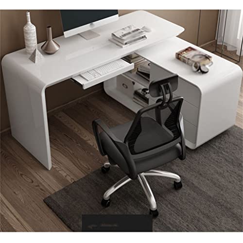 LEIGE Office Desk Computer Desk Swivel Angle Multifunctional Desk White Office Furniture