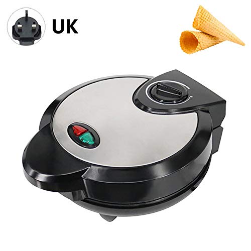 Electric Waffle Cone Maker Machine, Double Side Heating, Non-Stick Stainless Steel Mould, Biscuit Ice Cream Egg Rolls Dessert Baking Pan Kitchen