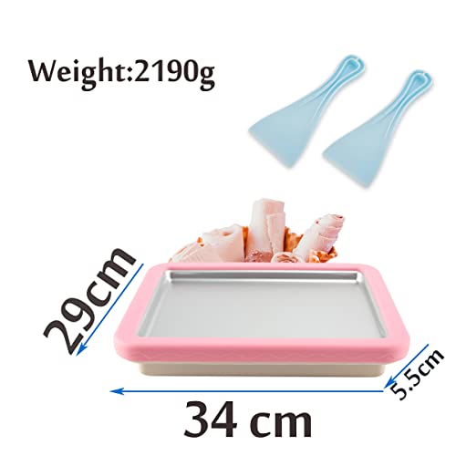 Ice Cream Roller Plate, Instant Ice Cream Maker Pan with 2 Spatulas, Rolling Ice Cream Maker Plate, Ice Cream Rolling Tray for DIY Yogurt, Gelato