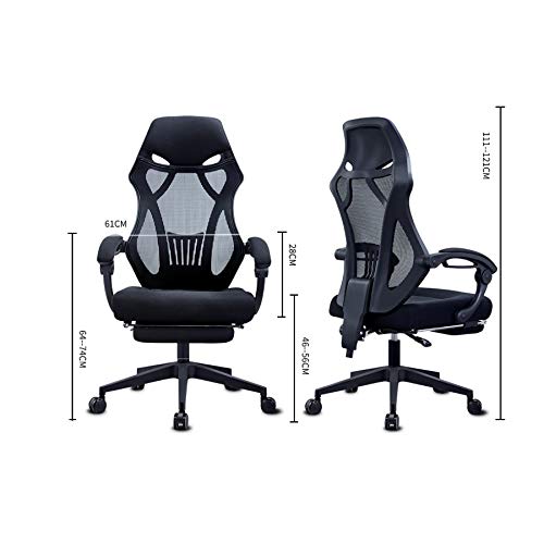 LEIGE Office Recliner Chair, High-Back Desk Chair with Lumbar Support, Height Adjustable Seat, Breathable Mesh Back, Black