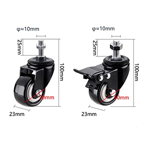 TWDYC 4pcs 2 Inch Screw Mute Roller Table Steering Wheel Wheel Pulley Brake Furniture Universal Wheel Accessories Universal Wheel M8*25