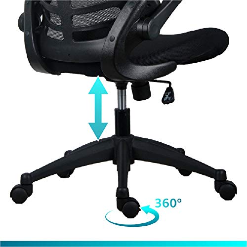 Office Hippo Mesh Operator Office Chair, Height & Tilt Adjustable Ergonomic Chair with Tension Control, Flip Up Arms, Computer Chair for Daily Us