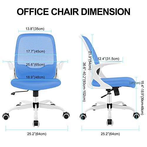 Office Chair, KERDOM Ergonomic Desk Chair, Breathable Mesh Computer Chair, Comfy Swivel Task Chair with Flip-up Armrests and Adjustable Height (9