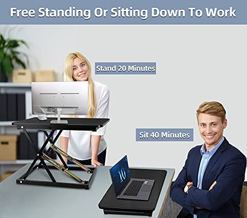 STANDNEE Standing Desk Converter, Height Adjustable Stand up Desk Riser, Fully Assembled Monitor Laptop Riser Workstation, Sit to Stand Desk for