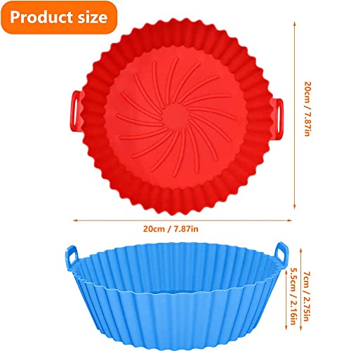 Air Fryer Silicone Pot, 2PCS Reusable Silicone Air Fryer Liners, 7.9 inch Round Air Fryer Basket, Non-Stick Air Fryer Accessories, Replacement of